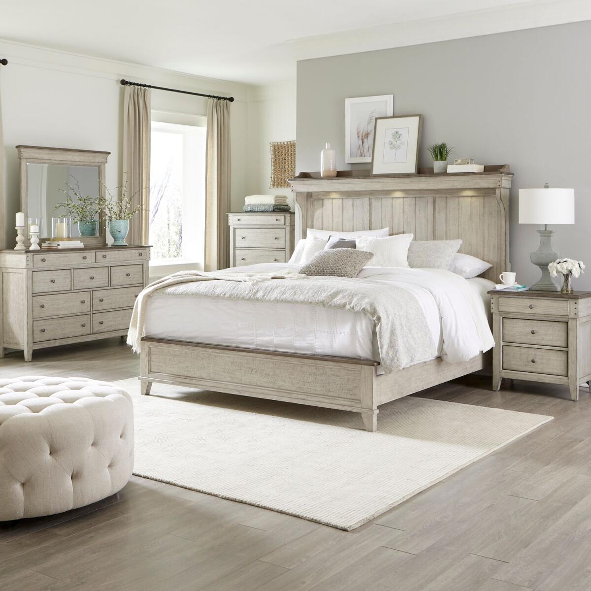 5008214478df3e2b5ed633136cc03cdf King California Mantle Bed, Dresser & Mirror, Chest, Night Stand - Image 1