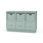 Dakota Storage Unit W/ 3 Drawers & Rattan Baskets
