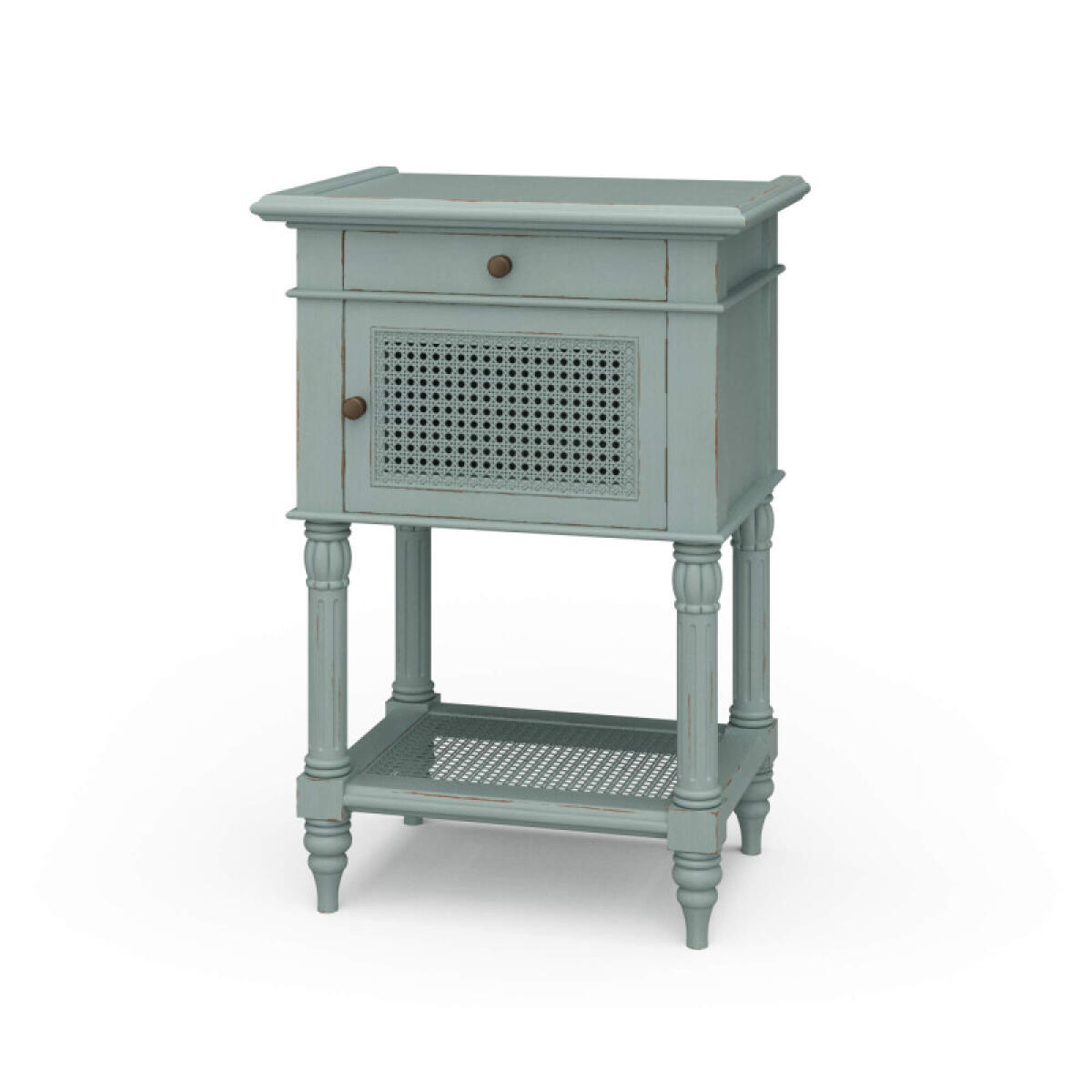50e37c49c5b9a752c37b1bf880bb7682 Montego Square End Table W/ Drawer & Rattan Door - Image 1