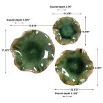 Abella Ceramic Indoor-outdoor Wall Decor, Green, S/3 Wall Decor Green 25