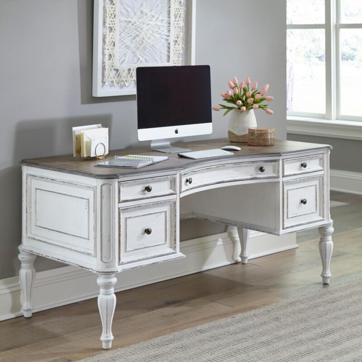 Magnolia Manor Writing Desk Desks Antique White & Weathered Bark 2 Magnolia Manor Writing Desk Desks Antique White & Weathered Bark 2