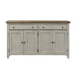 Farmhouse Reimagined Server Dining Storage Antique White w/ Chestnut Tops 15