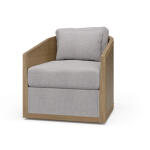 Willis Swivel Chair W/ Mahogany Frame & Rattan