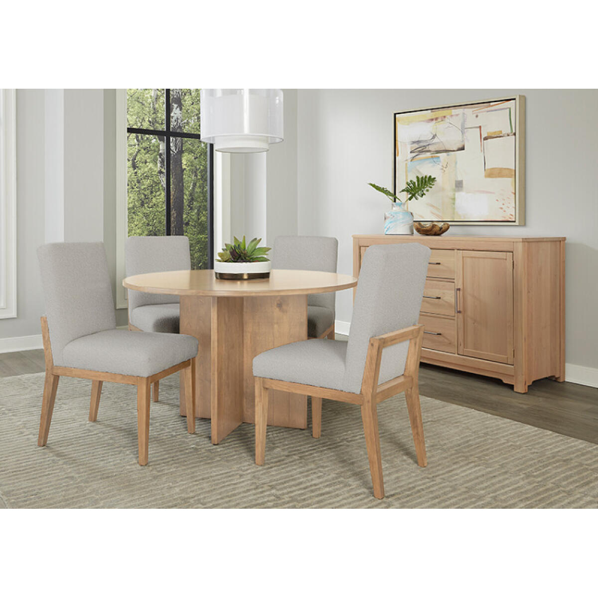 Crafted Cherry Dining by Ben & Erin Napier 48 inch ROUND TABLE w/ Wood Base Dining Tables Bleached Cherry 2 Crafted Cherry Dining by Ben & Erin Napier 48 inch ROUND TABLE w/ Wood Base Dining Tables Bleached Cherry 2