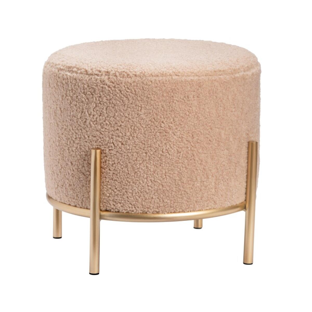 535855a1ae9b9c49ef72eb85fbb3ff58 Zanella Round Cream Upholstered Sherpa Foot Stool Ottoman - Image 1