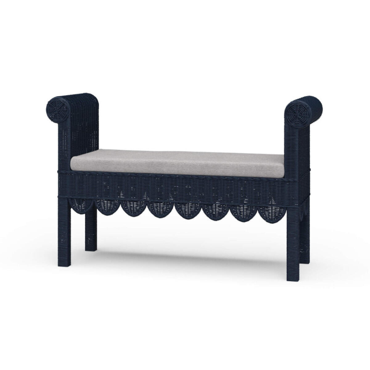 54605f812cf09b293c81b02a1431508c Newport Scalloped Rattan Bench - Image 1