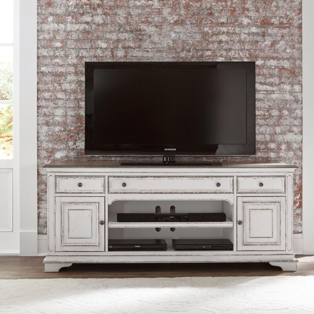 Magnolia Manor Entertainment TV Stand Entertainment Stands Antique White & Weathered Bark 2 Magnolia Manor Entertainment TV Stand Entertainment Stands Antique White & Weathered Bark 2