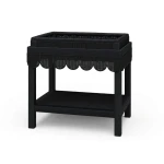 Scallop Rattan Side Table W/ Tray Chairside Tables Black 25