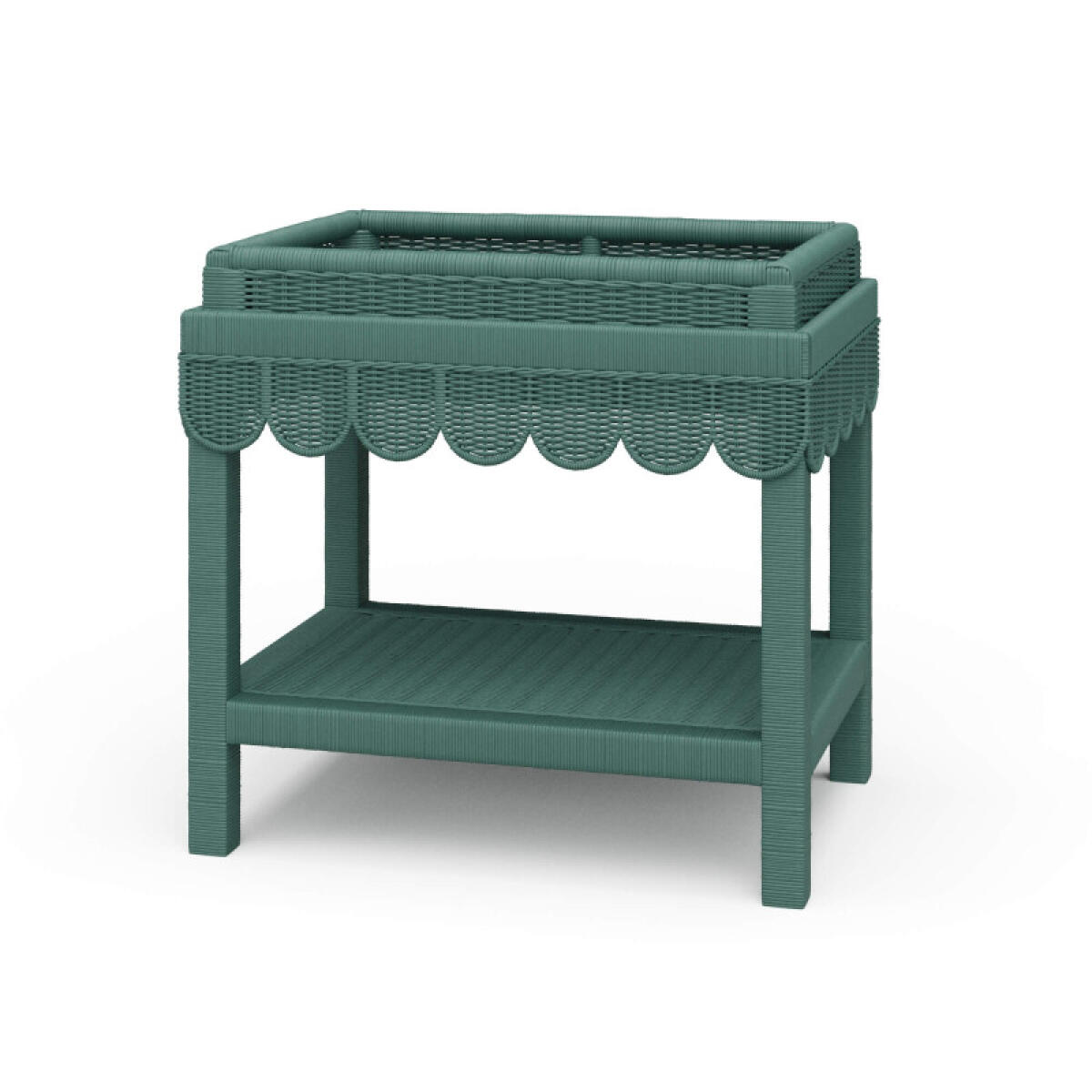 5547d48493ec8b5a16a51597c1cc8977 Scallop Rattan Side Table W/ Tray - Image 1