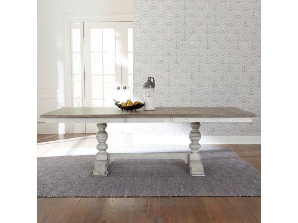 Whitney Trestle Table Top Dining Table Tops Antique Linen w/ Weathered Gray