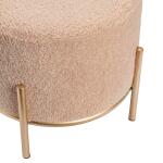 Zanella Round Cream Upholstered Sherpa Foot Stool Ottoman - Image 3