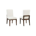 Crafted Cherry Dining by Ben & Erin Napier UPH SIDE CHAIR WHITE FABRIC Chairs & Benches Brown 11