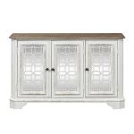 Magnolia Manor 3 Door Hall Console Entertainment Stands Antique White & Weathered Bark 15
