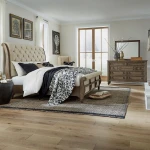 Americana Farmhouse King Sleigh Bed, Dresser & Mirror