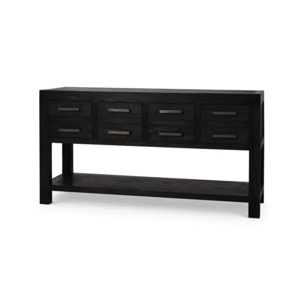 57441eefad7d28df980ac988c8718448 Tuscan Rustic Distressed Teak Console Table W/ 8 Drawers - Image 1