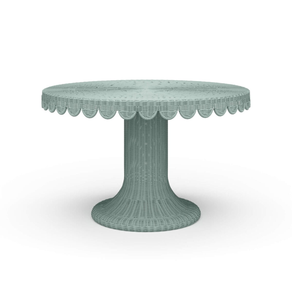57b1718220efa8cd060855b98eb4fd65 Scalloped Round Rattan Dining Table 48'' - Image 1