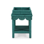 Scallop Rattan Side Table W/ Tray Chairside Tables Black 19