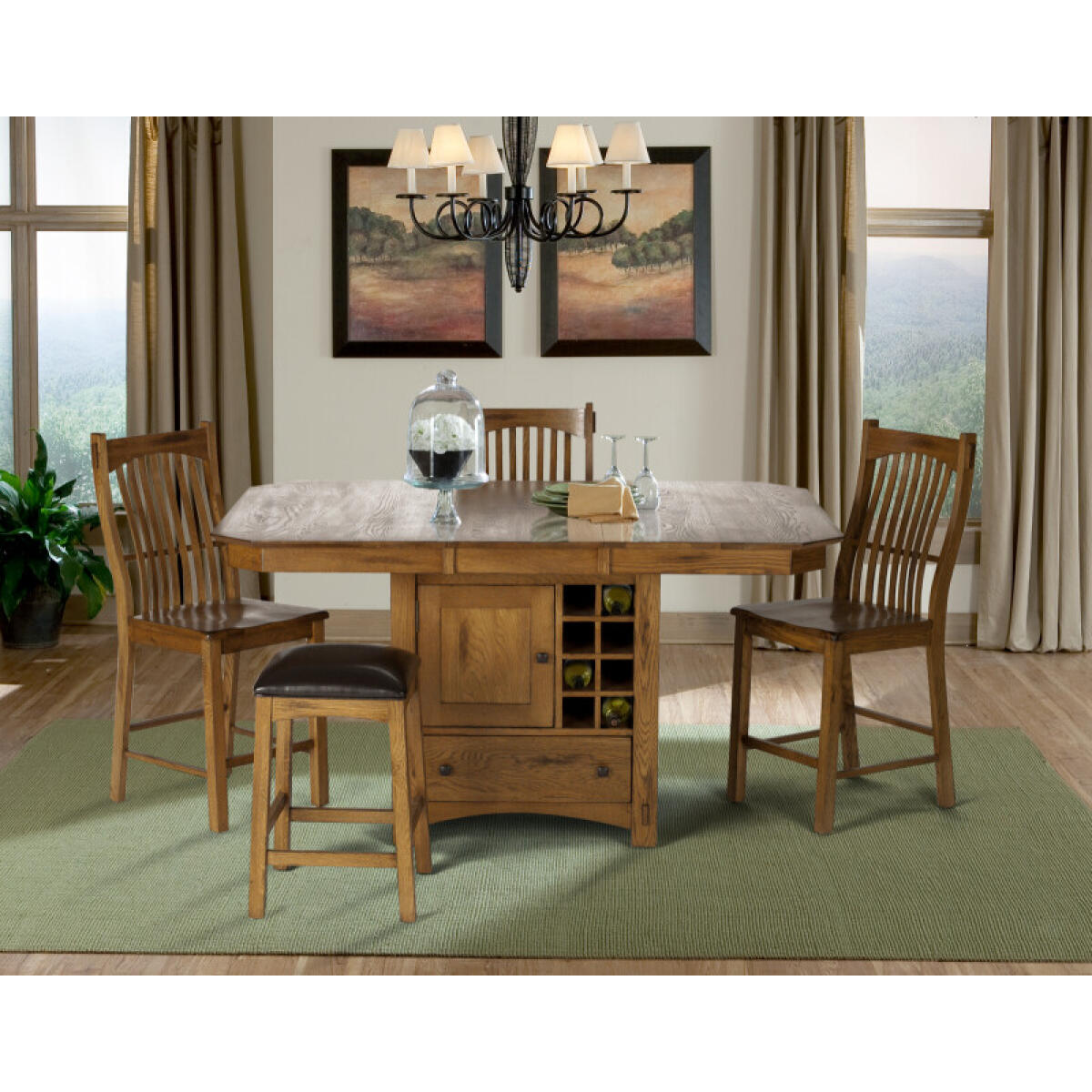 59820a6dd44011f413172599743448a6 Laurelhurst Rustic Oak Wine Storage Gather Table - LAURO6770 - Image 1