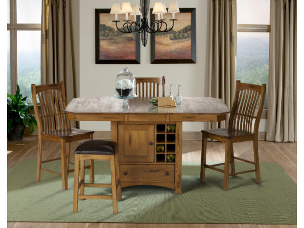 Laurelhurst Rustic Oak Wine Storage Gather Table – LAURO6770 Dining Tables A-America