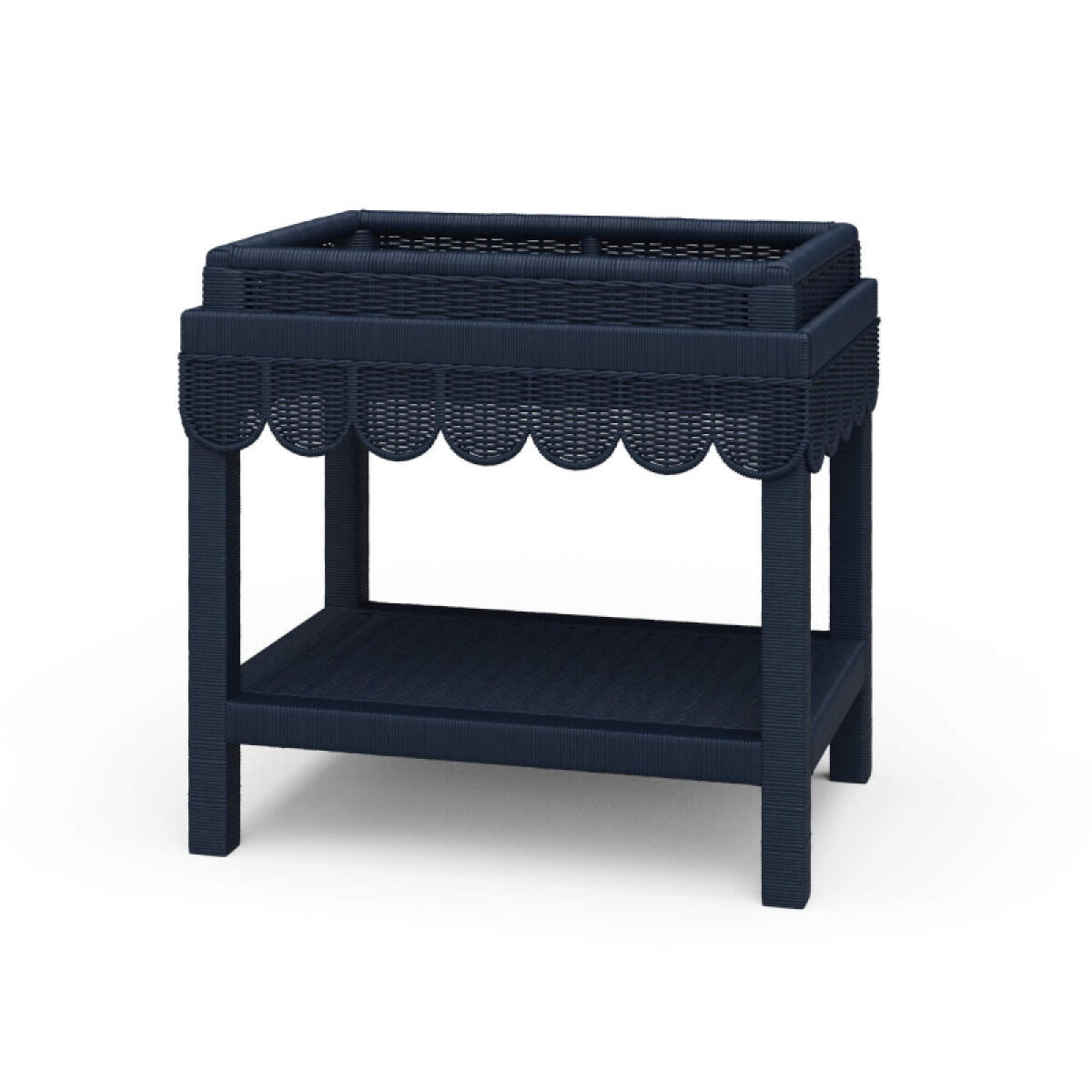 5a3a3969cef85028ba19b67313377b68 Scallop Rattan Side Table W/ Tray - Image 1