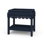 Scallop Rattan Side Table W/ Tray Chairside Tables Blue 24