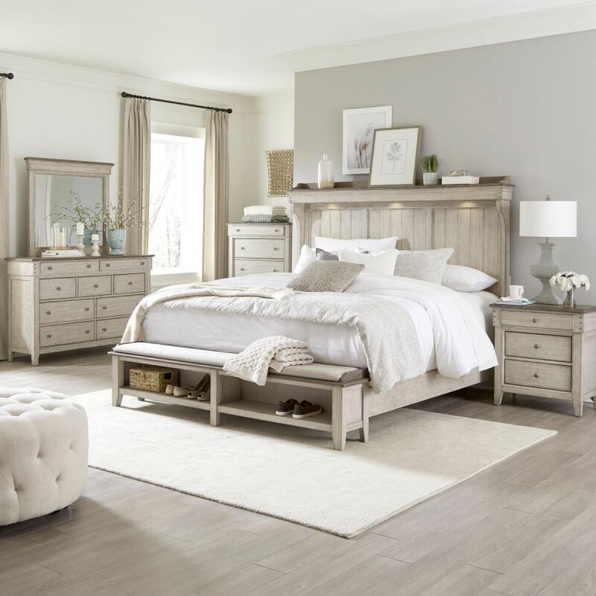 5a415ca2a07e2066f7d72cd67d005d40 King Mantle Storage Bed, Dresser & Mirror, Chest, Night Stand - Image 1