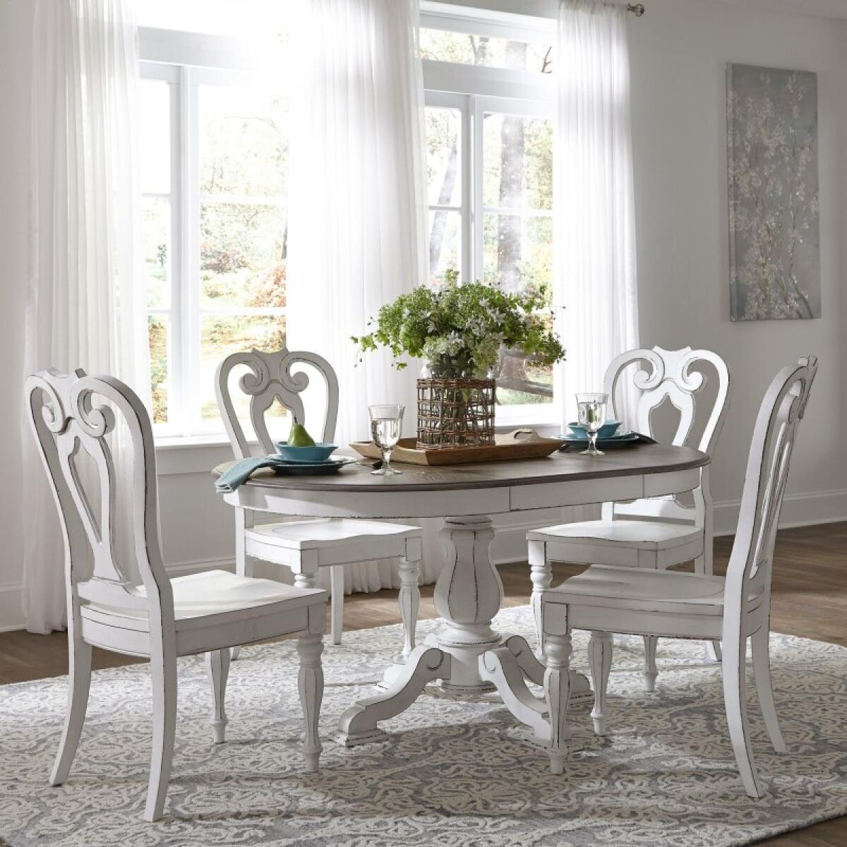 5a7019b108fb78299098a6f323cf4dd7 Magnolia Manor 5 Piece Pedestal Table Set - Image 1