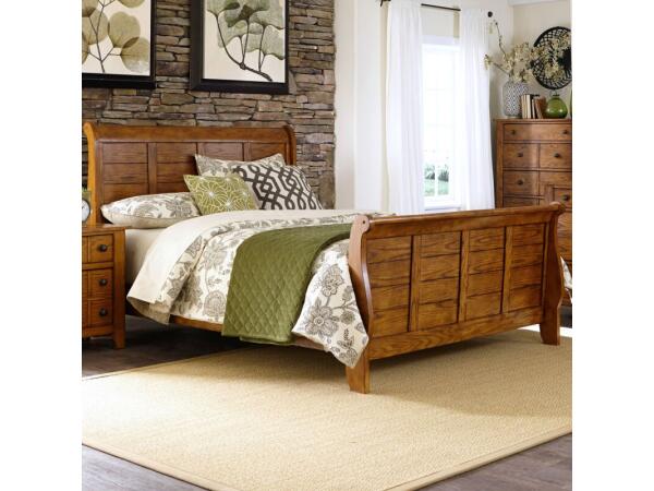 Grandpas Cabin King Sleigh Bed Beds Aged Oak