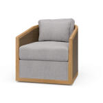 Willis Swivel Chair W/ Mahogany Frame & Rattan