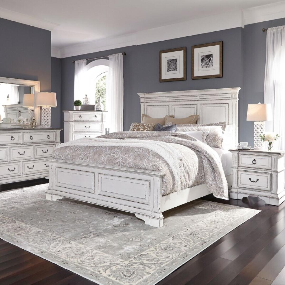 5ba2fd408dbb547ad2cd98ce80887988 King Panel Bed, Dresser & Mirror, Chest, Night Stand - Image 1