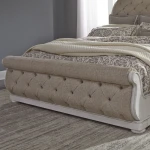 Abbey Park King Uph Sleigh Footboard Bed Parts Antique White & Weathered Brown 8