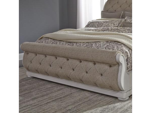 Abbey Park King Uph Sleigh Footboard Bed Parts Antique White & Weathered Brown
