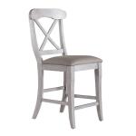 Ocean Isle Uph X Back Counter Chair (RTA) Barstools Antique White w/ Weathered Pine 13