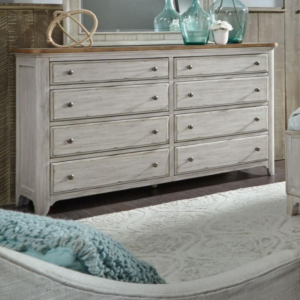 Farmhouse Reimagined 8 Drawer Dresser Dressers Antique White w/ Chestnut Tops 2 Farmhouse Reimagined 8 Drawer Dresser Dressers Antique White w/ Chestnut Tops 2