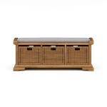 Homestead Bench W/ Rattan Baskets