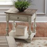 Morgan Creek Chair Side Table Chairside Tables Antique White w/ Wirebrushed Tobacco Accents 12