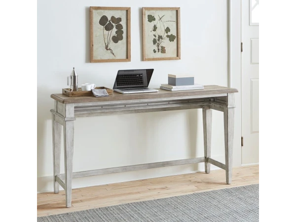 Heartland Console Bar Table Console Tables Antique White w/ Tobacco Tops