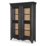 Glass Front Display Cabinet Dining Storage Barnwood Oak And Kettle Black 15