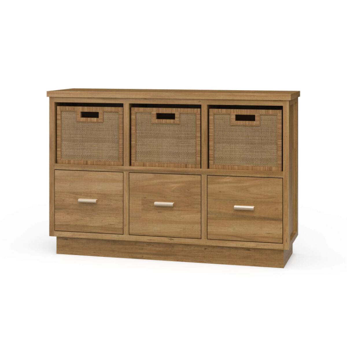 5d88592c31b6288ce9359d769c6c34d7 Dakota Storage Unit W/ 3 Drawers & Rattan Baskets - Image 1