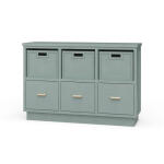 Dakota Storage Unit W/ 3 Drawers & Rattan Baskets