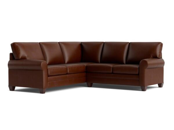 Carolina Leather L-Shaped Roll Arm Sectional Sectionals Bassett Furniture