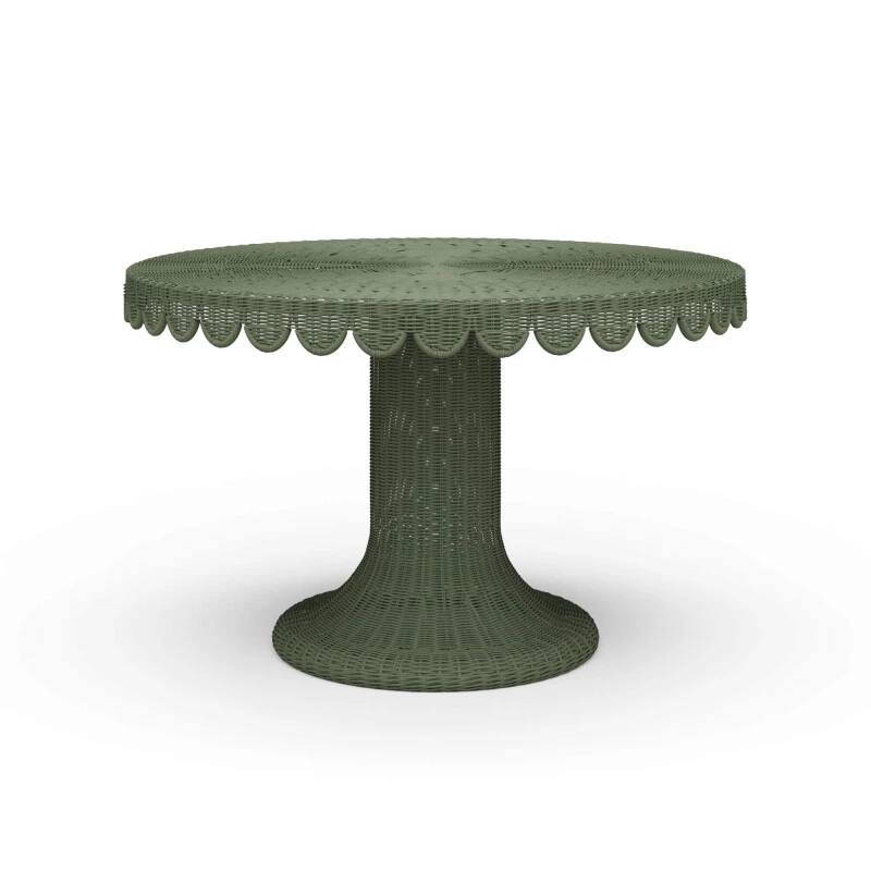 5e15c134215b5d80d43d70ab94f5a094 Scalloped Round Rattan Dining Table 48'' - Image 1