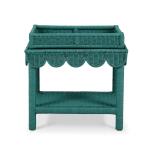 Scallop Rattan Side Table W/ Tray Chairside Tables Blue 18
