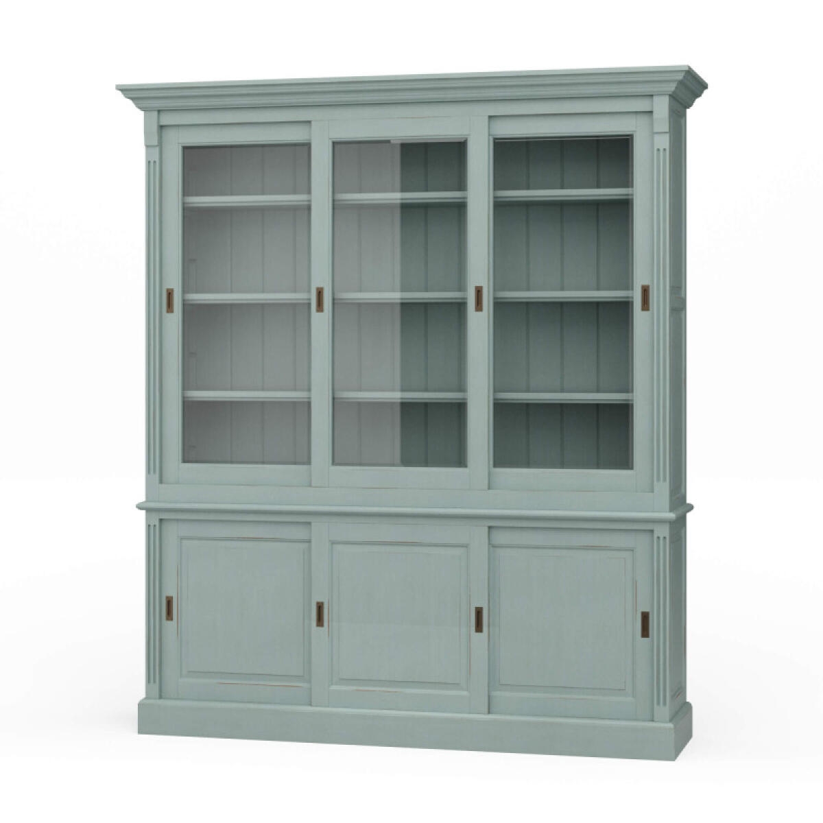 Hudson 88” Bookcase W/ 3 Sliding Doors Bookcases Blue 2 Hudson 88” Bookcase W/ 3 Sliding Doors Bookcases Blue 2