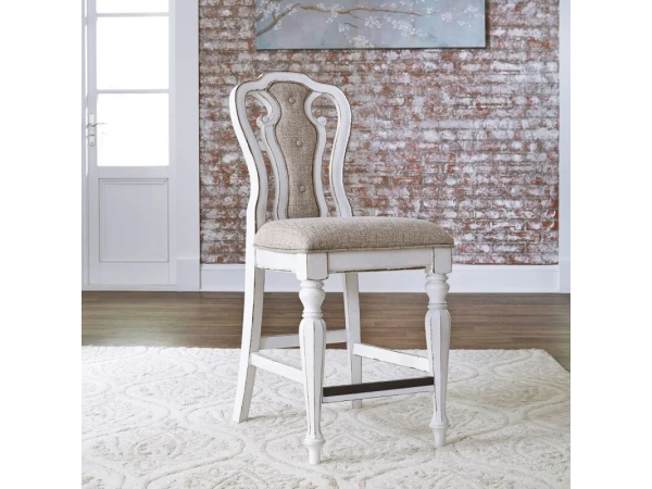 Magnolia Manor Counter Height Chair (RTA) Barstools Antique White & Weathered Bark