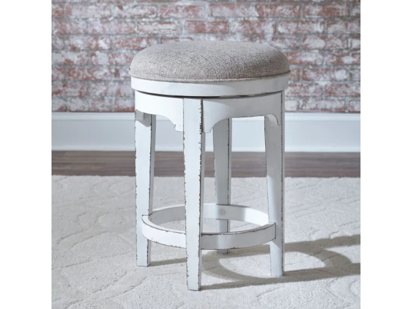 Magnolia Manor Console Swivel Stool Barstools Antique White & Weathered Bark