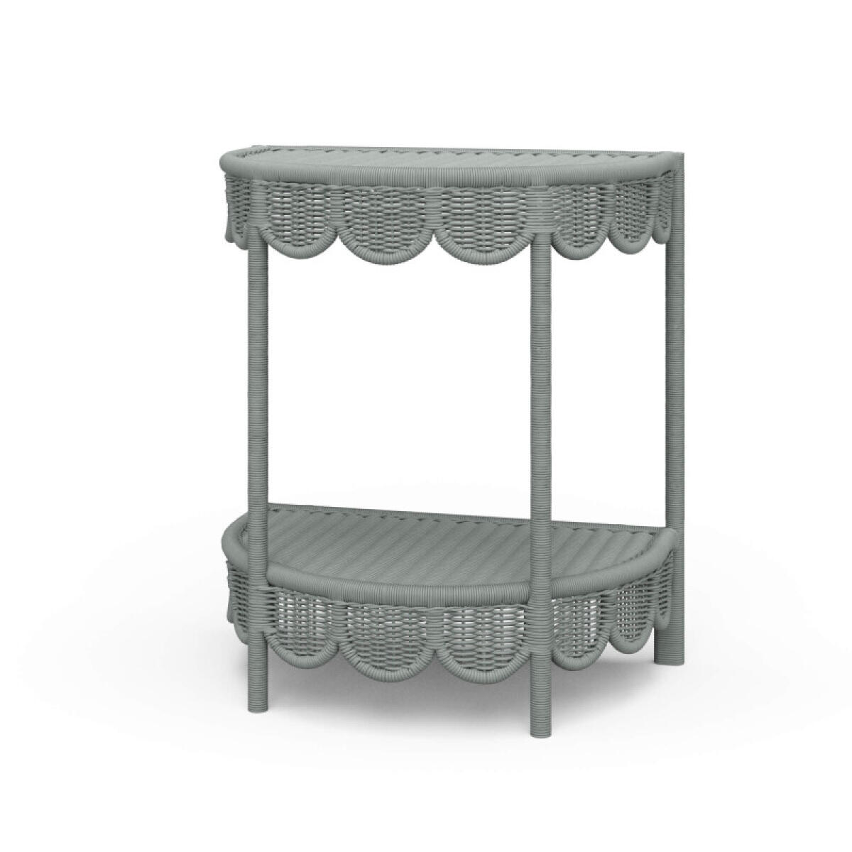 6076654ec6ee5ddadc199f9cdcd46a1c Scalloped Half Round Rattan Side Table - Image 1