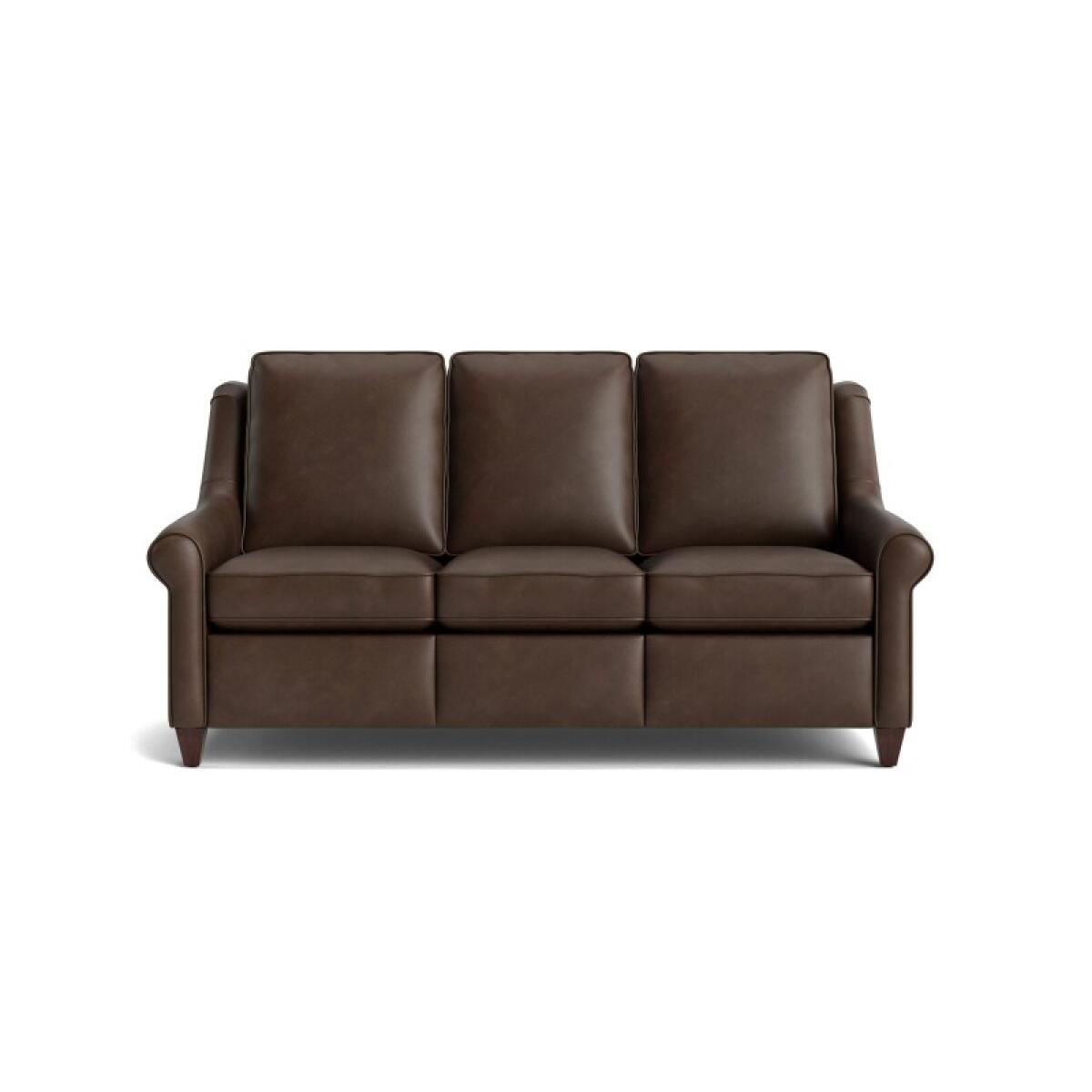 60fef34406c379749b6d466f066602f8 Magnificent Motion Leather Roll Arm Reclining Sofa - Image 1