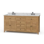Shutter Double Vanity W/ Sink & Marble Top