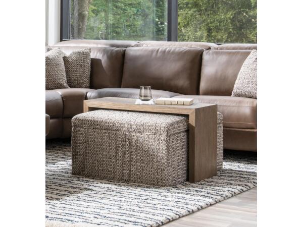 Squarestorgae Ottoman W Wood Top Ottomans & Poufs Brown